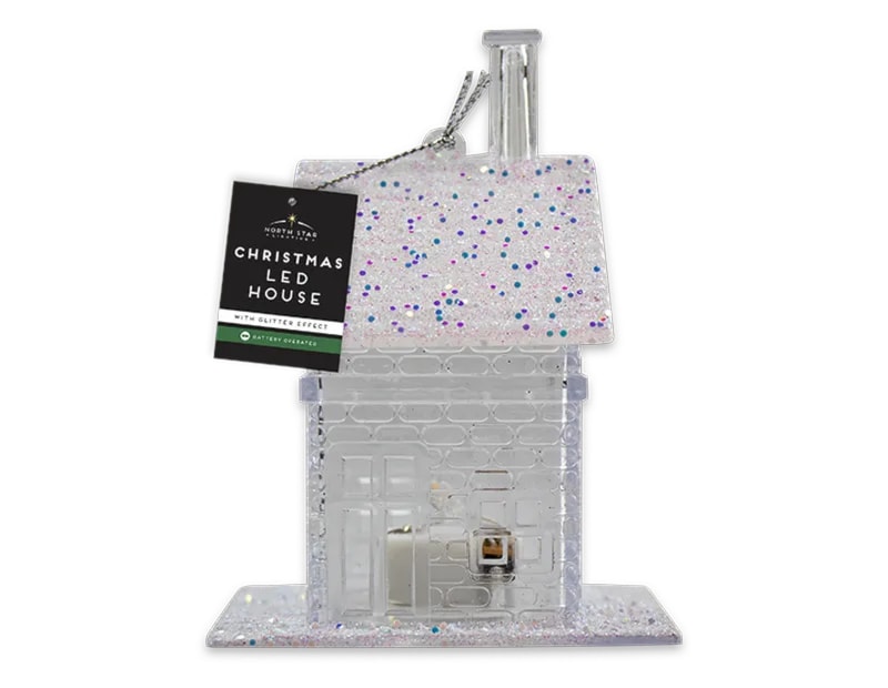 Wholesale Glitter House LED Decoration | Bulk Buy Christmas Ornaments
