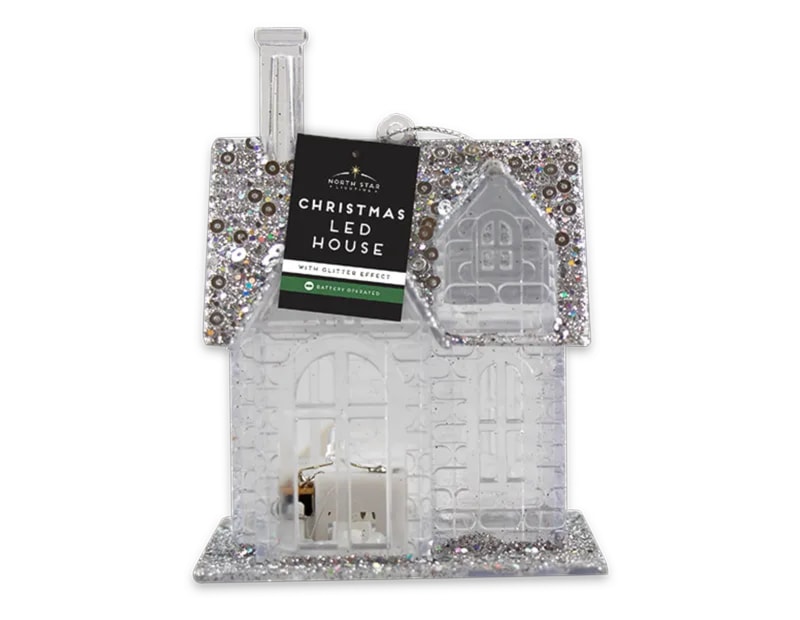 Wholesale Glitter House LED Decoration | Bulk Buy Christmas Ornaments