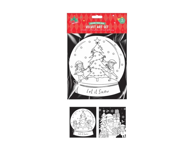 Wholesale Christmas velvet Colouring set 2pk