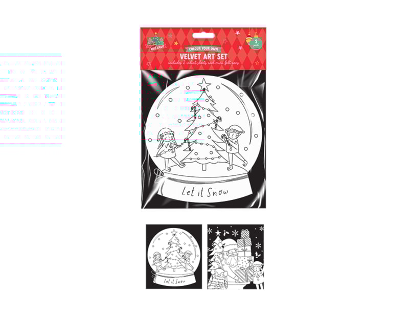 Wholesale Christmas velvet Colouring set 2pk