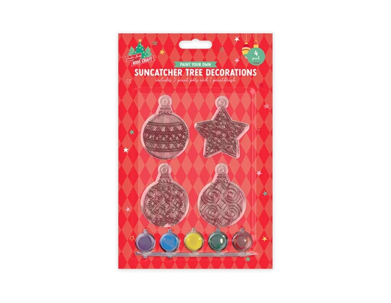 Wholesale Christmas Suncatcher Tree Decorations with paint 4pk