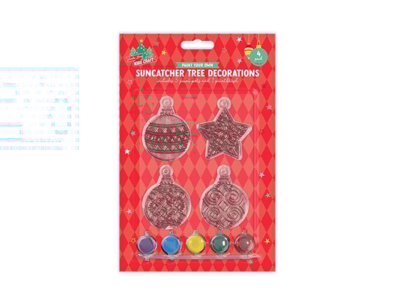 Wholesale Christmas Suncatcher Tree Decorations with paint 4pk Wholesale Christmas Suncatcher Tree Decorations with paint 4pk