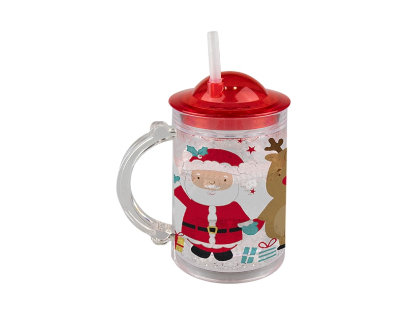 Wholesale Kids Glitter Cup & Straw | Bulk Buy Christmas Homeware Wholesale Christmas Home