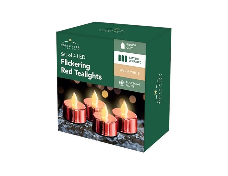 Wholesale LED Metallic Flickering Tea Lights | Bulk Buy Christmas Decorations