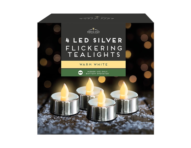 Wholesale LED Metallic Flickering Tea Lights | Bulk Buy Christmas Decorations xmas led lights wholesale