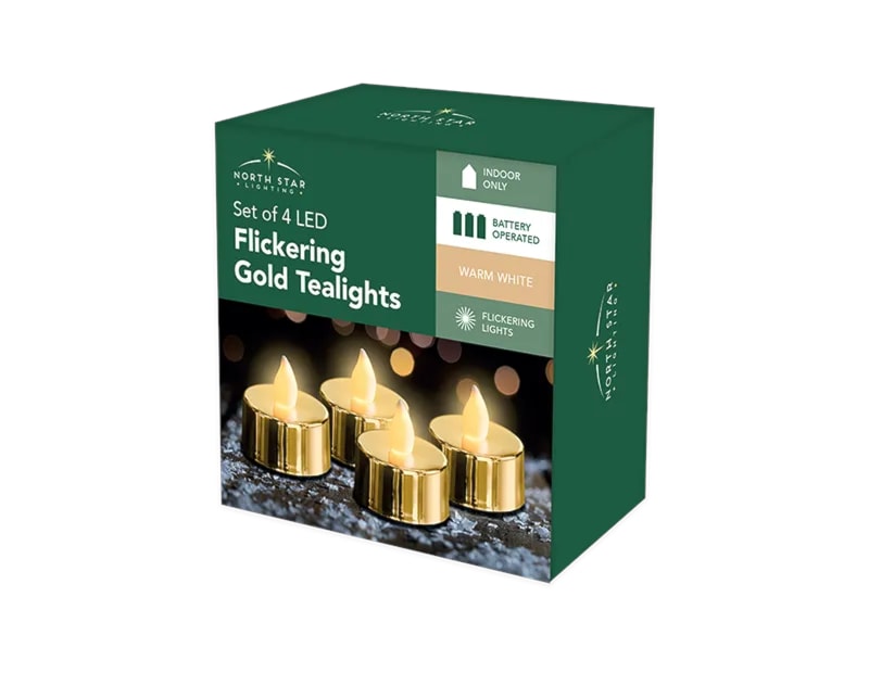 Wholesale LED Metallic Flickering Tea Lights | Bulk Buy Christmas Decorations