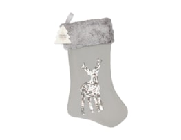 Wholesale Sequin Reindeer Faux Fur Stocking | Bulk Buy Christmas Stockings Bulk Buy Christmas Decorations