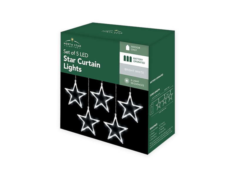 Wholesale 5 LED star curtain Lights - Battery operated Wholesale 5 LED star curtain Lights - Battery operated