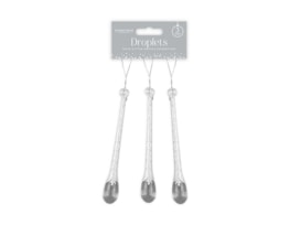 Wholesale Silver/ White glitter decorations 3-pk Wholesale Silver/ White glitter decorations 3-pk