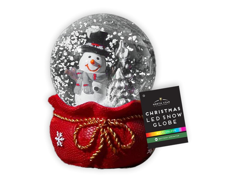 Wholesale LED Multicolour Resin Snow Globe 9cm | Bulk Buy Christmas Decorations bulk buy christmas decorations