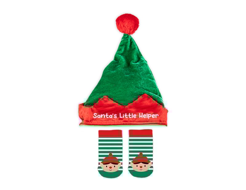 Wholesale Santa's Little Helper Hat & Sock Set Wholesale Santa's Little Helper Hat & Sock Set
