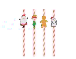 Wholesale Festive Character Re-usable Straws 4pk
