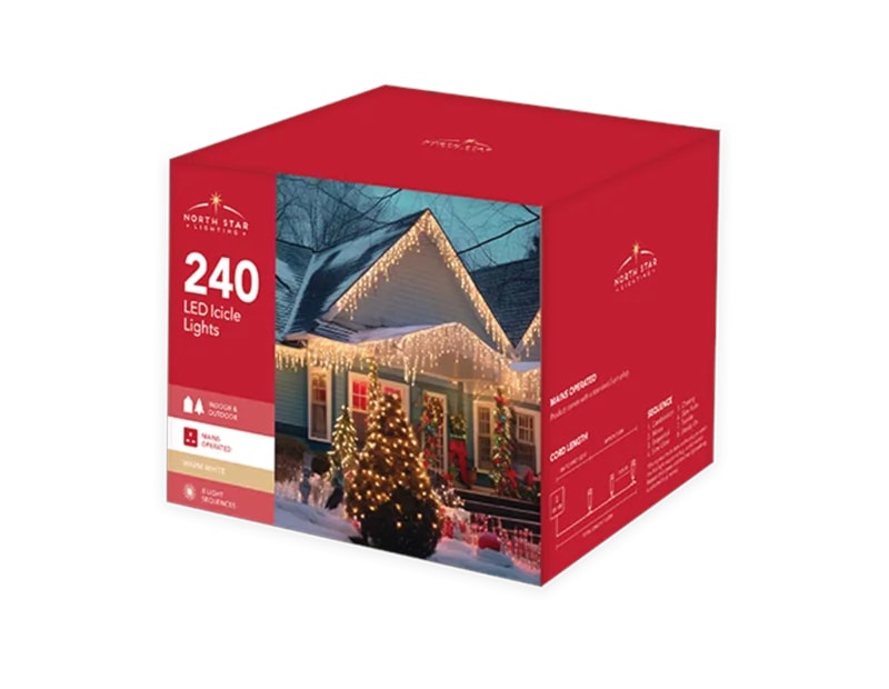 Wholesale 240 Led Mains Operated Icicles Lights - Warm White