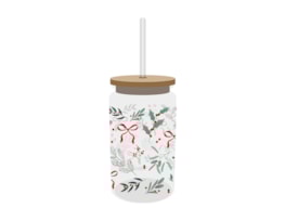Wholesale Festive Glass Drinking Cup with straw 480ml