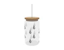 Wholesale Festive Glass Drinking Cup with straw 480ml Wholesale Festive Glass Drinking Cup with straw 480ml