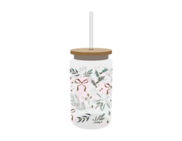 Wholesale Festive Glass Drinking Cup with straw 480ml