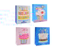 Wholesale Childrens Foiled Birthday Cake Medium Gift Bag 26x32x12cm Wholesale Childrens Foiled Birthday Cake Medium Gift Bag 26x32x12cm