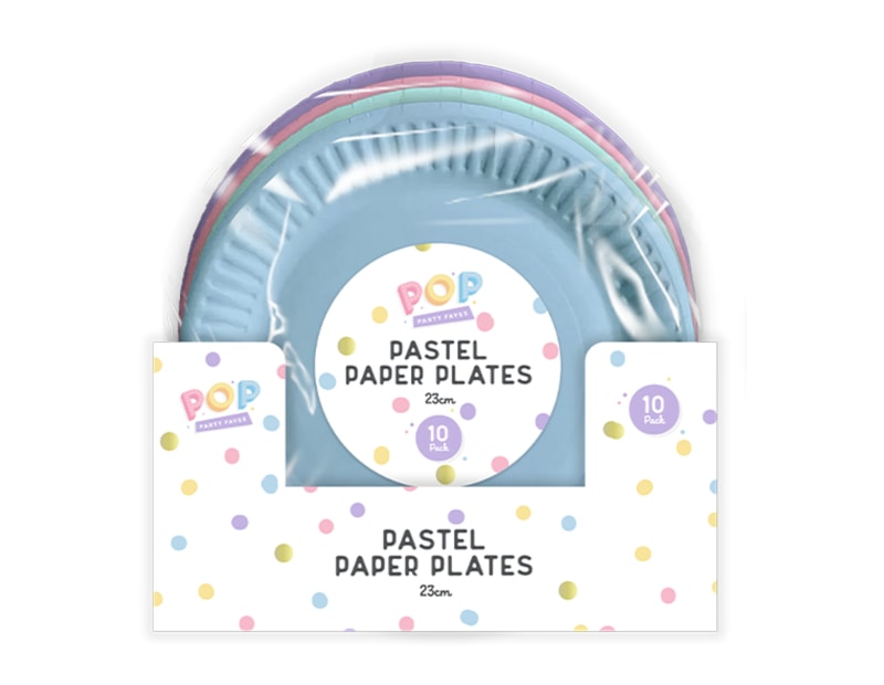 Wholesale Pastel Round Paper Plates 23cm 10pk CDU Wholesale Pastel Round Paper Plates 23cm 10pk CDU