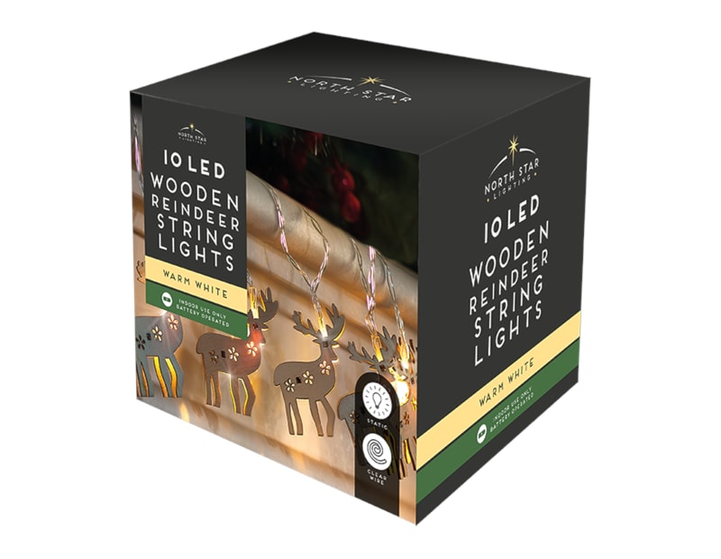 Wholesale 10 LED wooden reindeer string lights 1.65m | xmas led lights wholesale Wholesale 10 LED wooden reindeer string lights 1.65m | xmas led lights wholesale