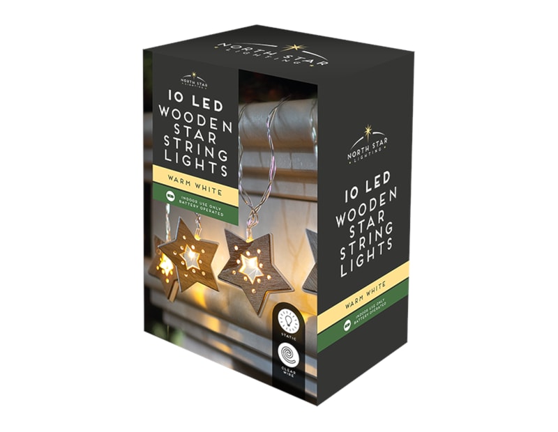 Wholesale 10 LED wooden Star String lights 2.1M| Gem imports Wholesale 10 LED wooden Star String lights 2.1M| Gem imports