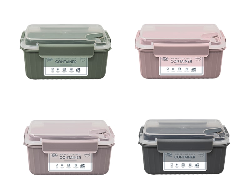 Wholesale Natural Ribbed Clip Lock Container 960ml Wholesale Natural Ribbed Clip Lock Container 960ml