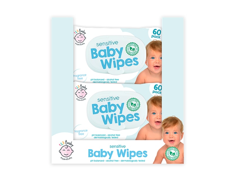 Wholesale Sensitive Baby Wipes 60pk CDU - Plastic Free Wholesale Sensitive Baby Wipes 60pk CDU - Plastic Free