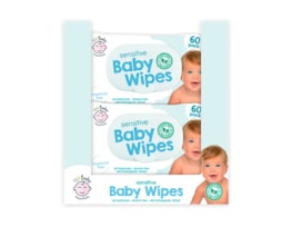 Wholesale Sensitive Baby Wipes 60pk CDU - Plastic Free