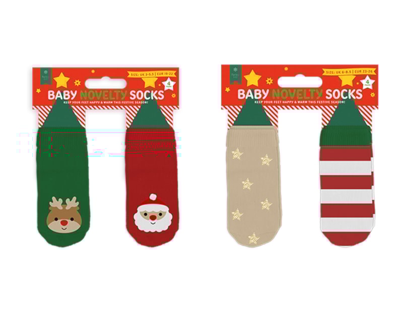 Wholesale Baby Printed Festive Socks 4pk Wholesale Baby Printed Festive Socks 4pk