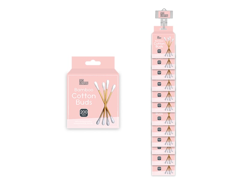 Wholesale Bamboo Cotton Buds 200pk With Clip Strip Wholesale Bamboo Cotton Buds 200pk With Clip Strip