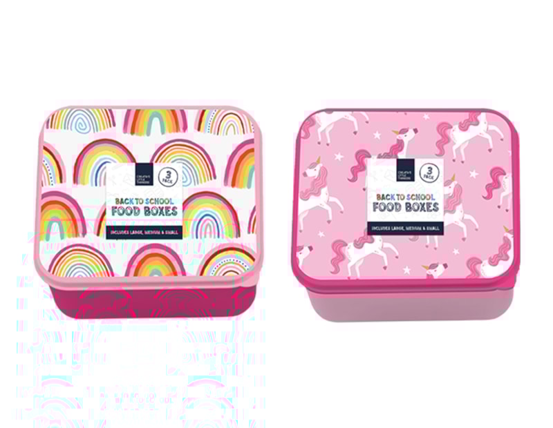 Wholesale Girls Printed Food Boxes 3pk Wholesale Girls Printed Food Boxes 3pk
