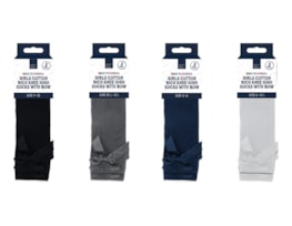 Wholesale Girls Cotton Rich Knee Socks with Bow 2pk 4 asstd sizes Wholesale Girls Cotton Rich Knee Socks with Bow 2pk 4 asstd sizes