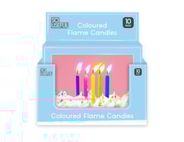 Wholesale Coloured Flame Party Candles 10pk CDU Wholesale Coloured Flame Party Candles 10pk CDU