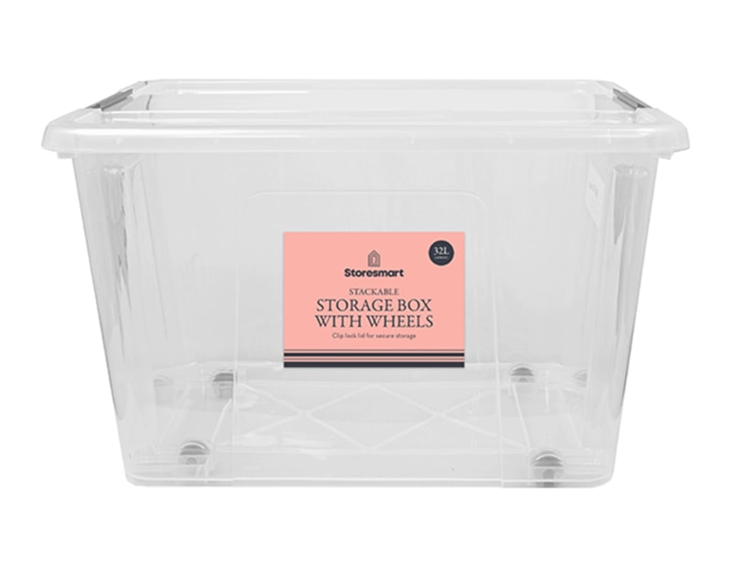 Wholesale Clip Lid Storage Box With Wheels 32L Wholesale Clip Lid Storage Box With Wheels 32L