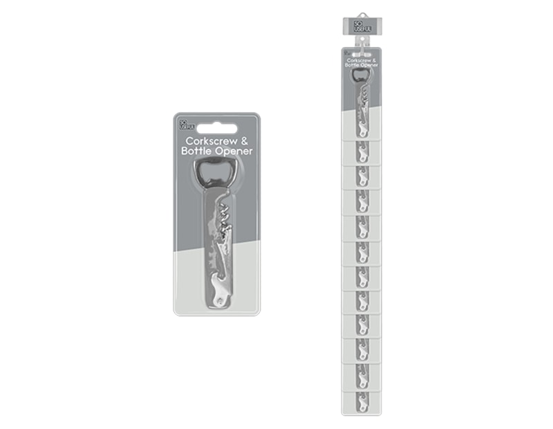 Wholesale Corkscrew & Bottle Opener With Clip Strip Wholesale Corkscrew & Bottle Opener With Clip Strip