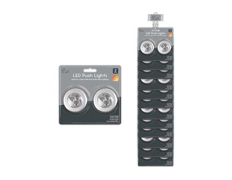 Wholesale LED Push Lights 2pk With Clip Strip Wholesale LED Push Lights 2pk With Clip Strip
