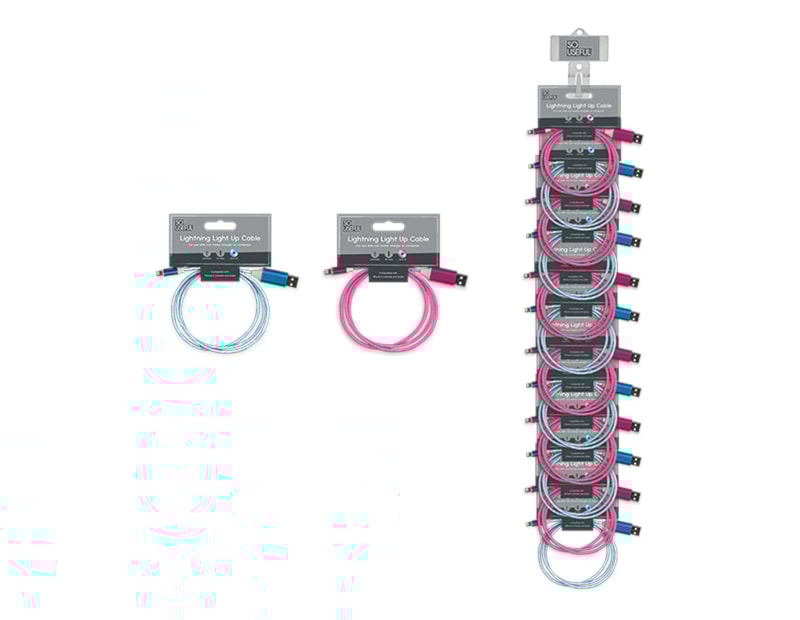 Wholesale Lightning Light Up Charging Cable With Clip Strip Wholesale Lightning Light Up Charging Cable With Clip Strip