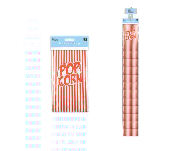 Wholesale Paper Popcorn Bag 8pk With Clip Strip Wholesale Paper Popcorn Bag 8pk With Clip Strip