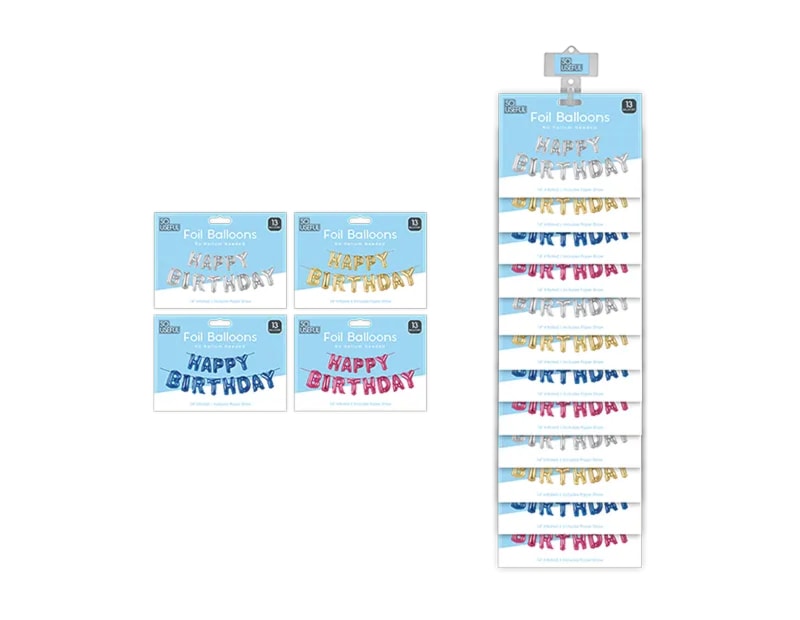 Wholesale Metallic Happy Birthday Foil Balloons With Clip Strip Wholesale Metallic Happy Birthday Foil Balloons With Clip Strip