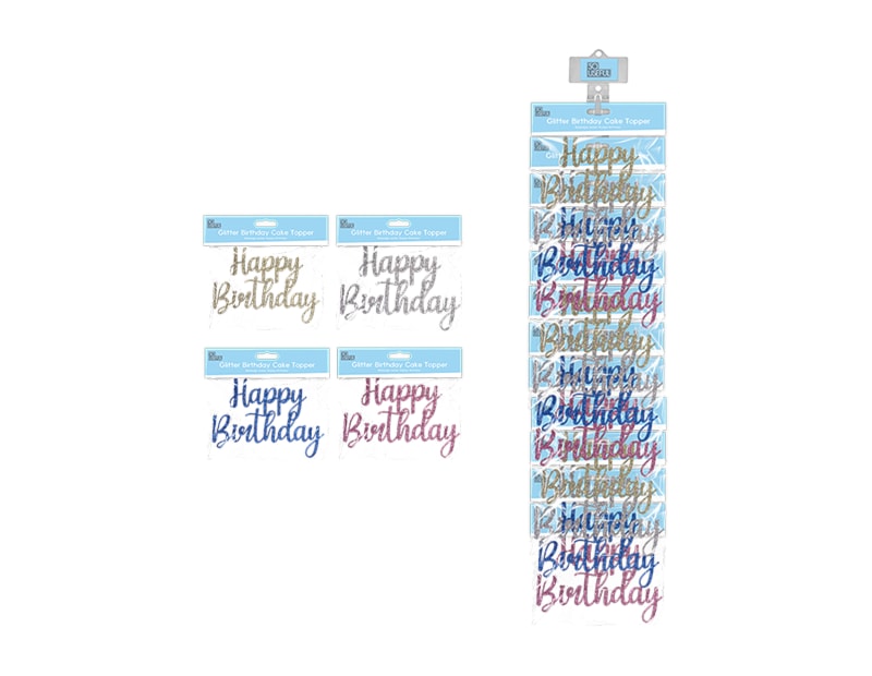Wholesale Glitter Happy Birthday Cake Topper With Clip Strip Wholesale Glitter Happy Birthday Cake Topper With Clip Strip