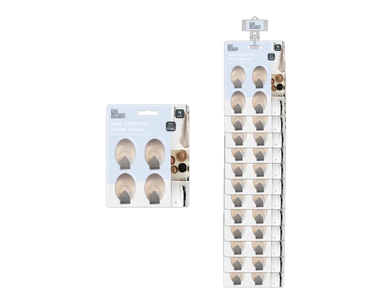 Wholesale Metal Self Adhesive Hooks 4pk With Clip Strip Wholesale Metal Self Adhesive Hooks 4pk With Clip Strip