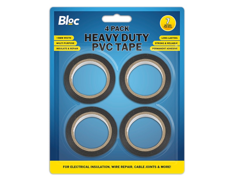 Wholesale Heavy Duty PVC Tape 15mm x 7m 4pk Wholesale Heavy Duty PVC Tape 15mm x 7m 4pk