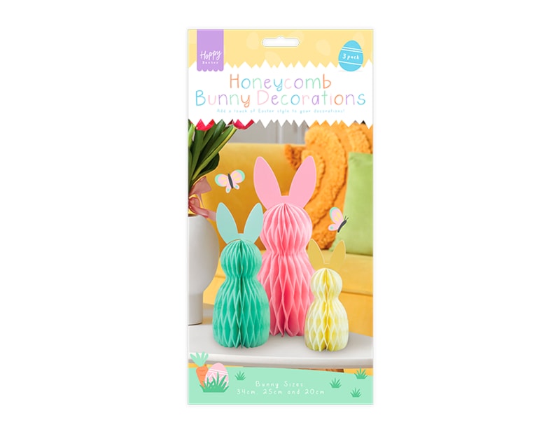 Wholesale Honeycomb Bunny Decorations 3pk Wholesale Honeycomb Bunny Decorations 3pk