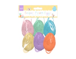 Wholesale Easter Sequin Foam Eggs 6pk
