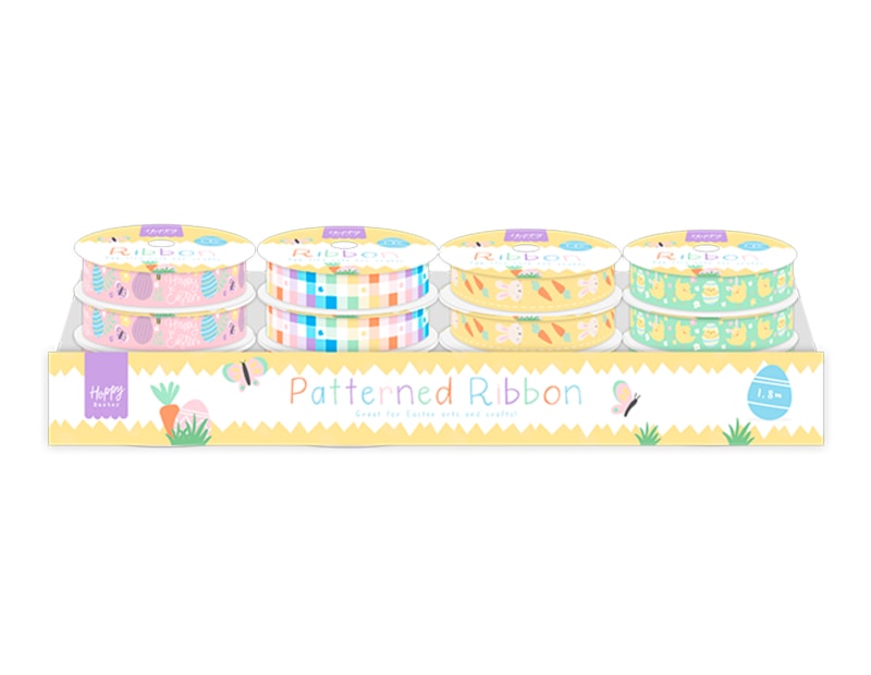 Wholesale Easter Patterned Ribbon 1.8cm x 2M CDU