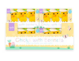 Wholesale Easter Chicks with Bonnets 3pk CDU Wholesale Easter Chicks with Bonnets 3pk CDU