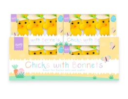 Wholesale Easter Chicks with Bonnets 3pk CDU