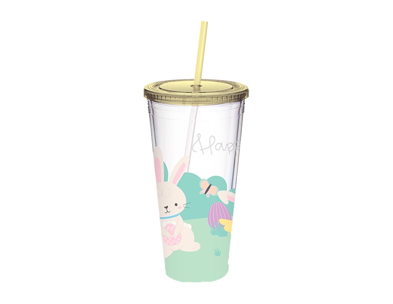 Wholesale Easter Printed Tumbler with Spiral Straw 400ml