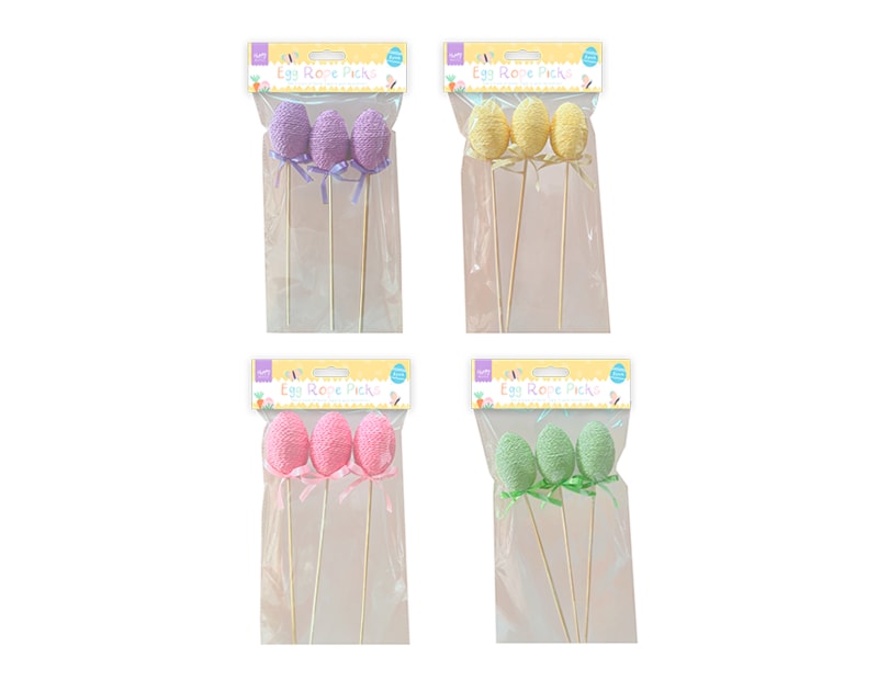 Wholesale Easter Egg Rope Picks 3pk