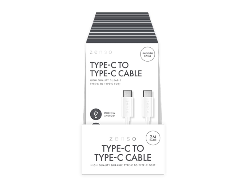 Wholesale White Type-C to Type-C 2M Cable CDU