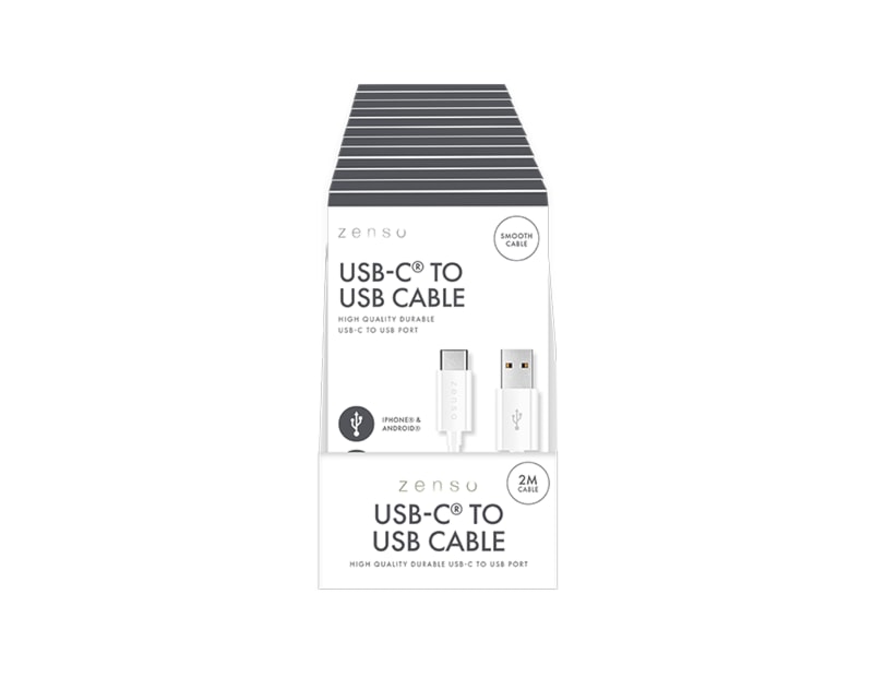 Wholesale White Type-C to USB 2M Cable CDU Wholesale White Type-C to USB 2M Cable CDU
